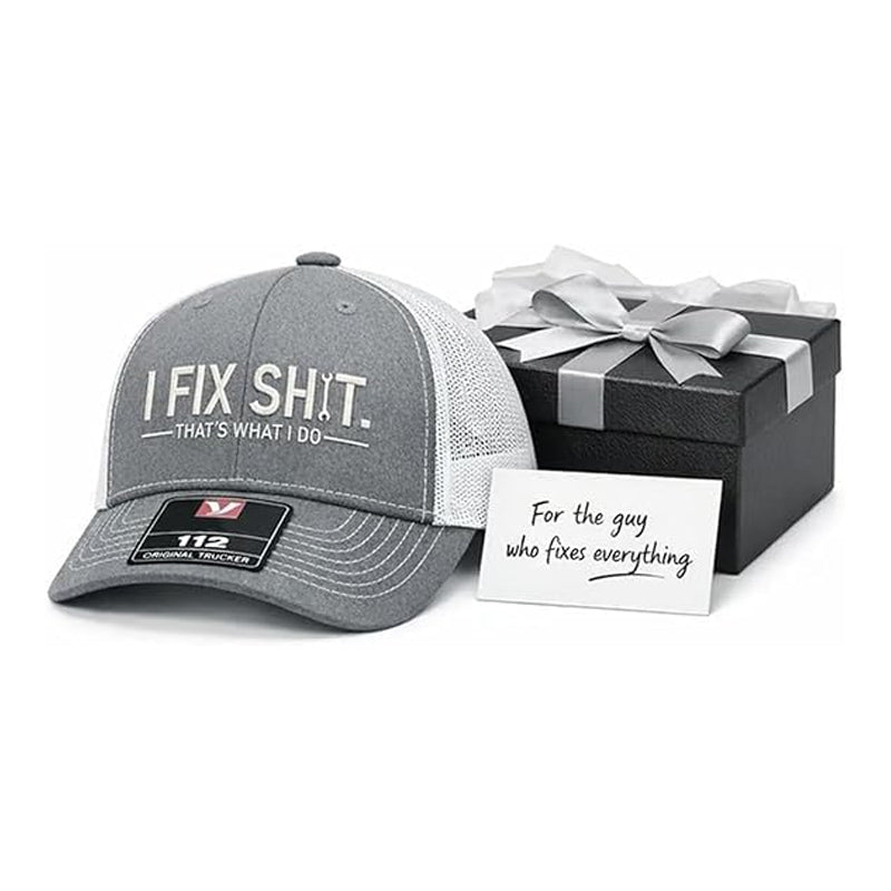 🔥2026 New Arrival ＆ Hot Sale🔥Mesh Back Trucker Cap with "I Fix Shit" Embroidery – Breathable Outdoor Sun Hat🧢☀️